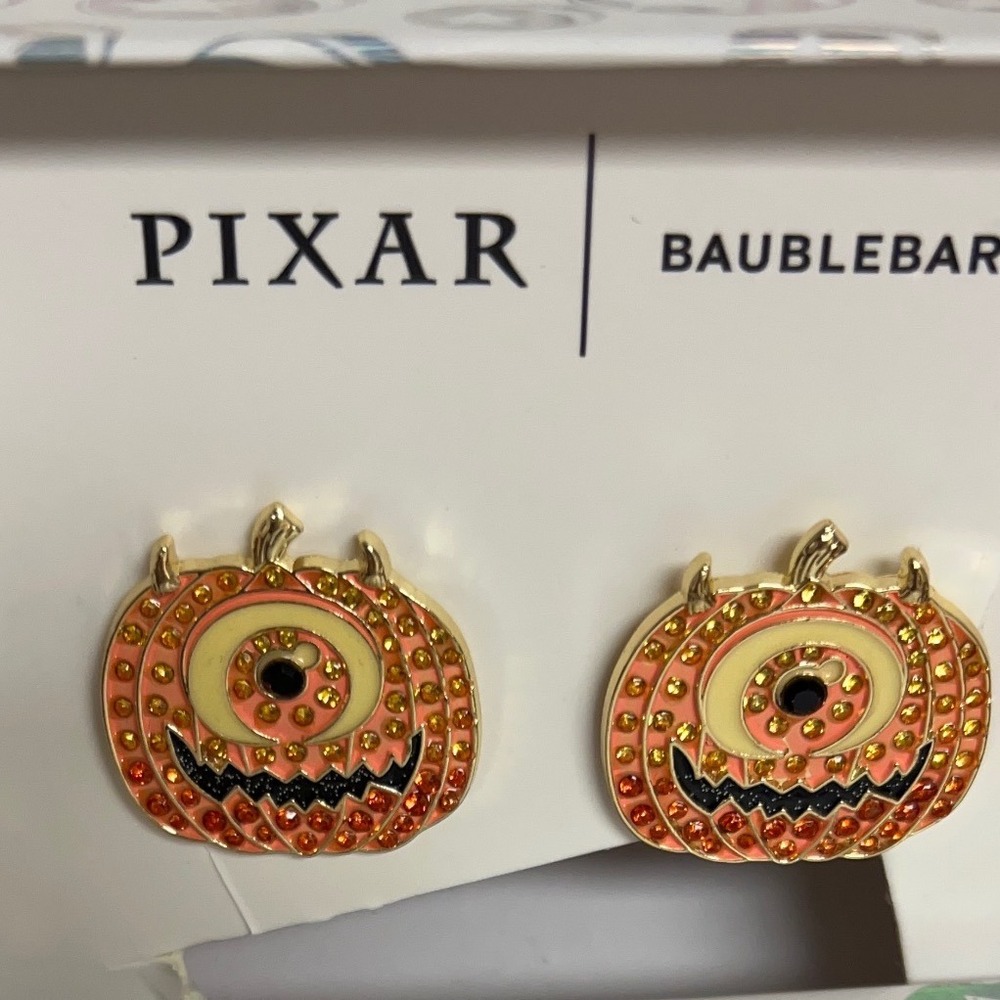Disney Pixar BaubleBar Mike Wazowski Pumpkin Halloween Earrings Monsters Inc